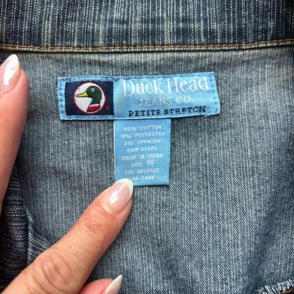 Y2K Duck Head Petite Stretch Denim Jacket – Fitted Boho Style - Picture 4 of 4